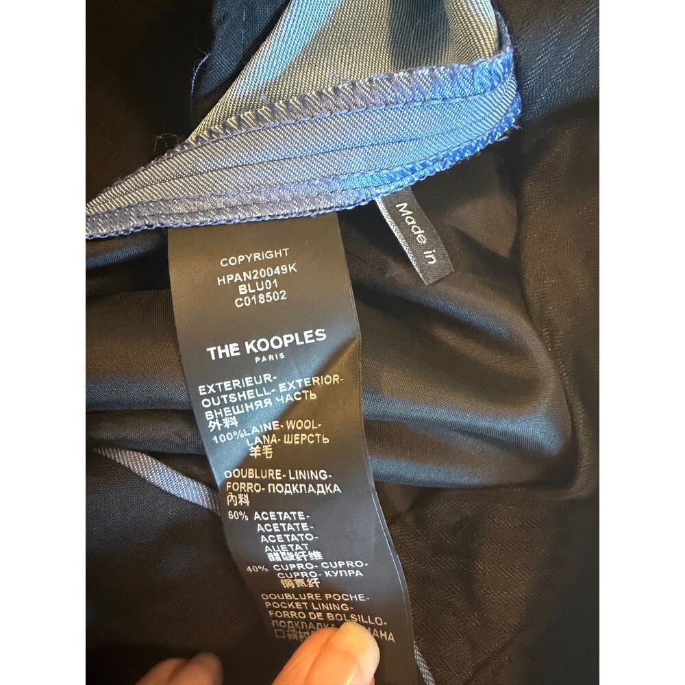 Kooples Blue Wool Modern Slim Pants Size 48 / US 32 New with tags - Picture 6 of 11